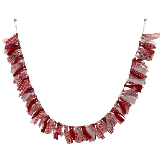 Celebrate It; 6ft. Red & White Fabric Ties Garland by Celebrate It™; Category:Party; Image:1